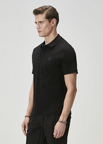 Beymen Club Comfort Fit Siyah Yaka Altı Baskılı Polo T-shirt - 4