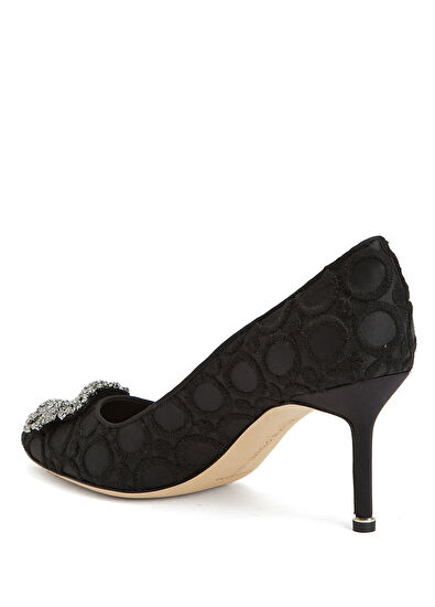 Manolo Blahnik Siyah İpek Topuklu Ayakkabı - 3
