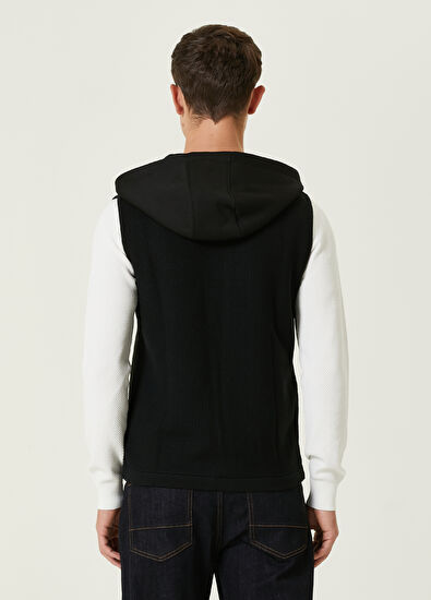 Beymen Club Siyah Kapüşonlu Pirinç Dokulu Yün Triko Yelek - 5