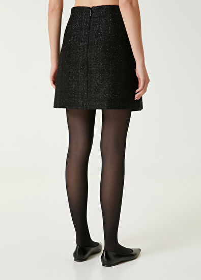 Black Glitter Tweed Mini Skirt Beymen Club Black Glitter Tweed Mini Skirt - 5