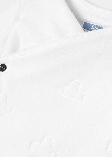 Jacadi Paris Beyaz Kadife Hırka ve Pantolon Unisex Bebek 2'li Set - 5