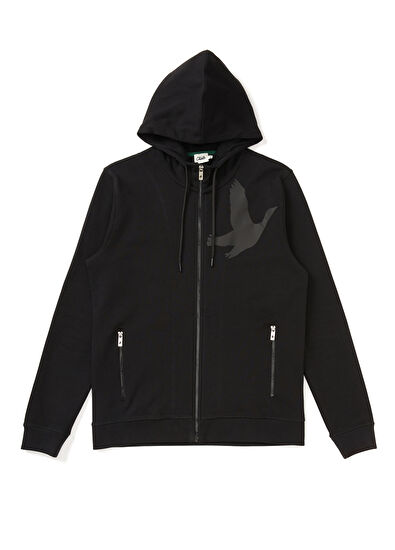 Beymen Club Black Goose Print Hooded Sweatshirt - 7