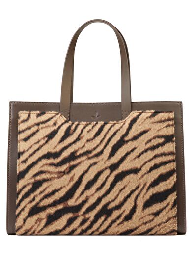 Beymen Club Taba Zebra Desenli Kadın Alışveriş Çantası - 4
