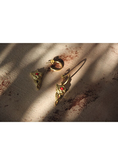 Bodhita Cosmic Rose Bronz Üzeri 24 Ayar Altın Mikron Kaplama Kadın Küpe - 3