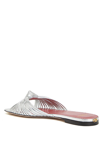 Valentino Garavani Silver Women's Leather Slippers - 3