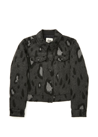 Beymen Club Antrasit Leopar Jakarlı Kaşe Trucker Ceket - 7