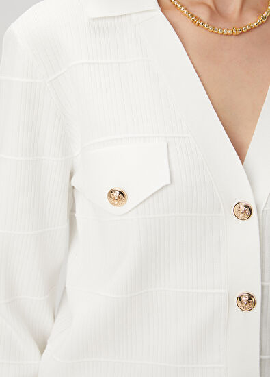 Beymen Club White Ribbed Cardigan - 6