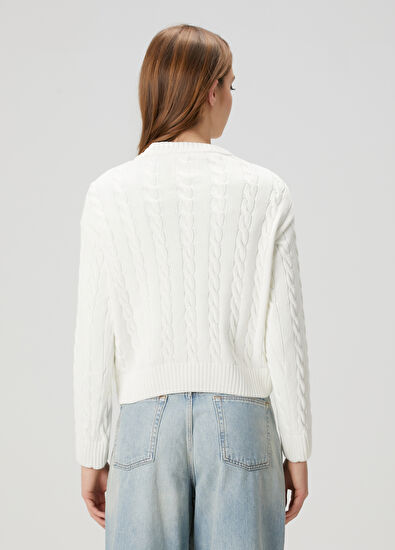 Beymen Club Off-White Cable Knit Sweater - 5