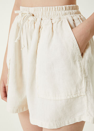 Beymen Club Bej Keten Şort - 4