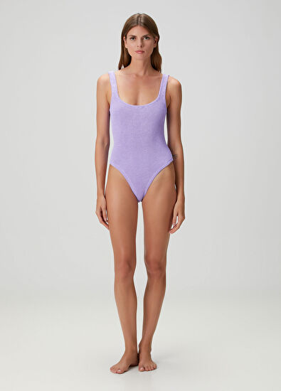Hunza G Lilac Square Neck Swimsuit - 3