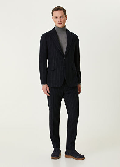 Beymen Club Lacivert Çizgili Yün Ceket - 3
