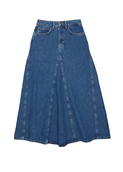 Beymen Club Mavi Maksi Evaze Denim Etek - 7