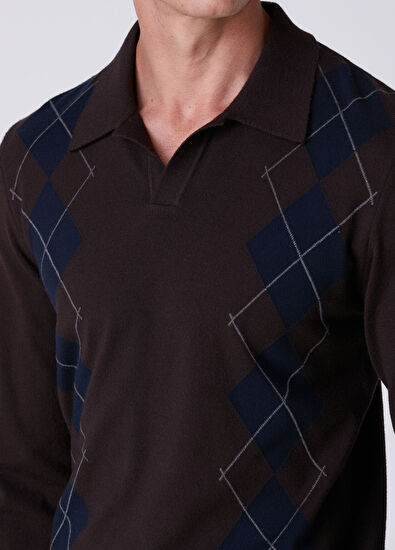 Beymen Club Brown Diamond Patterned Sweater - 6