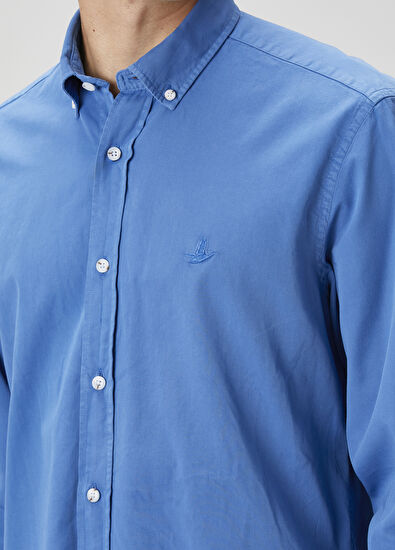 Beymen Club Comfort Fit Mavi Gabardin Doku Gömlek - 6