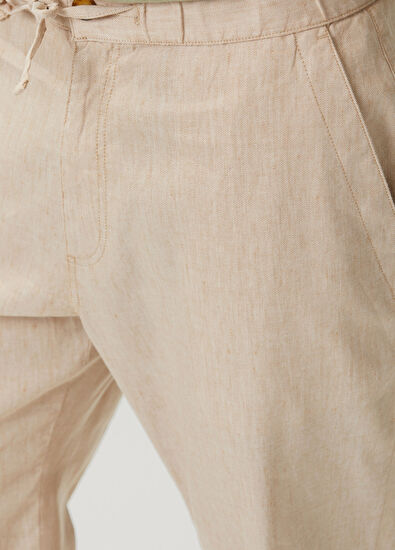 Michael Kors Beige Waist Corded Linen Trousers - 4