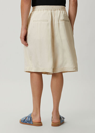 Dsquared2 Baseball Bej Çizgi Desenli Bermuda - 3