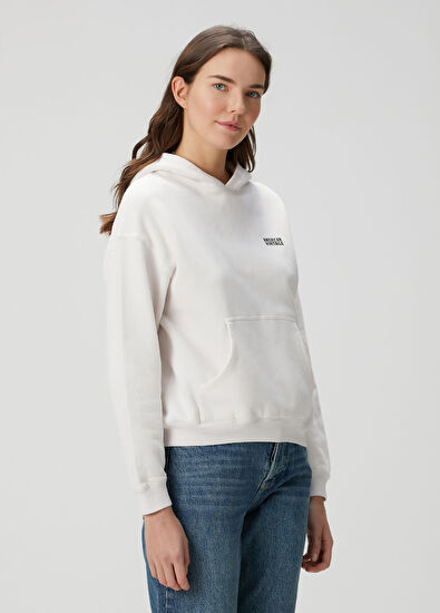 American Vintage Beyaz Kapüşonlu Sweatshirt - 3