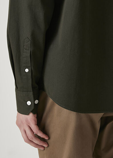 Beymen Club Comfort Fit Haki Gabardin Doku Gömlek - 7