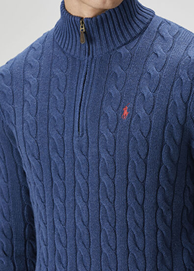 Lacivert Örgü Dokulu Kazak - Görsel 7