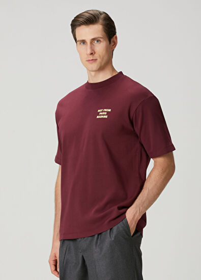 Drôle De Monsieur Bordo Logo Baskılı T-shirt - 3