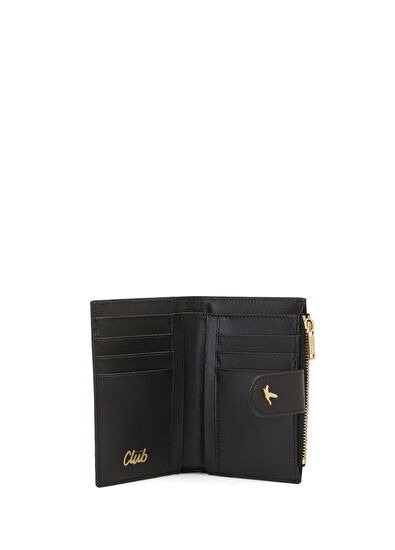 Beymen Club Siyah Metal Kuş Logolu Kadın Deri Küçük Cüzdan - 4