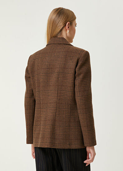 Beymen Club Kahverengi Ekoseli Yün Ceket - 6