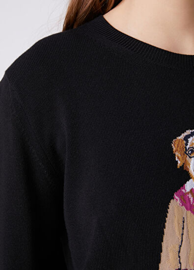 Beymen Club Black Dog Jacquard Sweater - 7