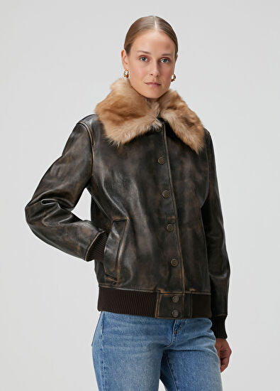 Dolce&Gabbana Kahverengi Deri Ceket - 3