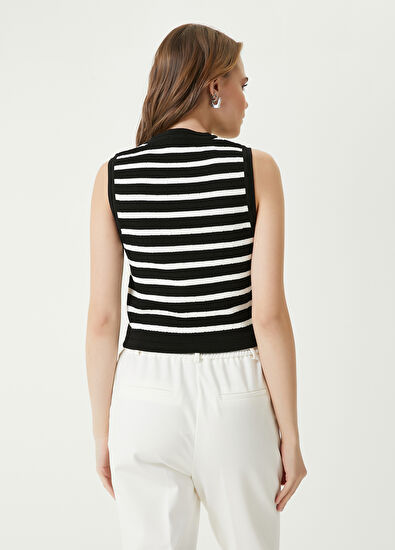Beymen Club Black White Striped Knit Tank Top - 6