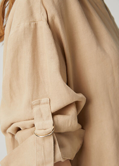 Beymen Club Beige Midi Linen Shirt Dress - 6