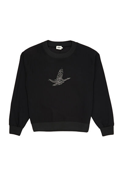 Beymen Club Siyah İşlemeli Logolu Krep Bluz - 7