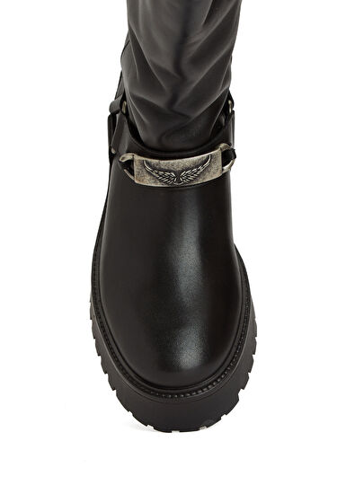 Siyah Kadın Deri Çizme - Görsel 5