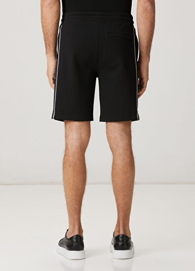 Beymen Club Siyah Beli Kordonlu Kontrast Biyeli Jersey Şort - 3