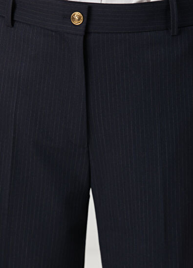 Sandro Theaneau Lacivert Çizgili Yün Pantolon - 5