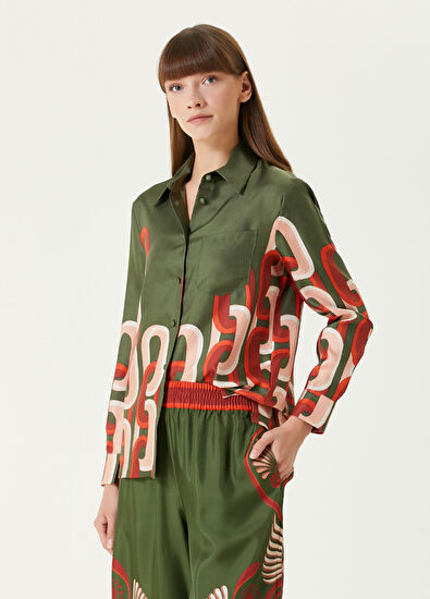 La Doublej Prometheus Placee Yeşil İpek Gömlek - 3