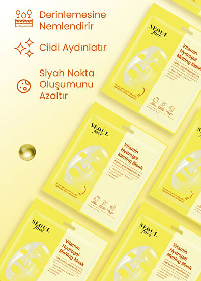 Dermal Seoulface Vitamin Hydrojel Şeffaflaşan 5 Adet Eriyen Kağıt Yüz Maskesi 34 gr  - 5