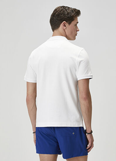 Beymen Club Comfort Fit White Under-Neck Print Polo T-shirt - 5