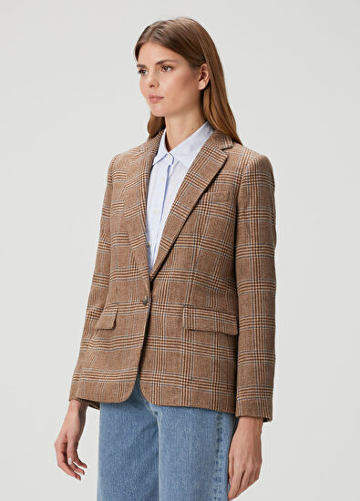 Lauren Ralph Lauren Taba Ekoseli Yün Ceket - 3