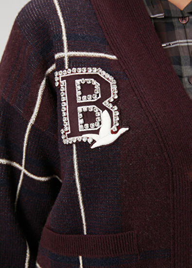 Beymen Club Bordo Ekoseli Yün Hırka - 7