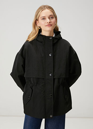 Beymen Club Siyah Kapüşonlu Mont - 5