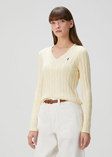 Krem Saç Örgülü Triko - Görsel 4