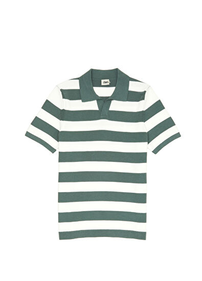 Beymen Club Çağla Polo Yaka Şerit Jakarlı Kısa Kollu Triko - 7