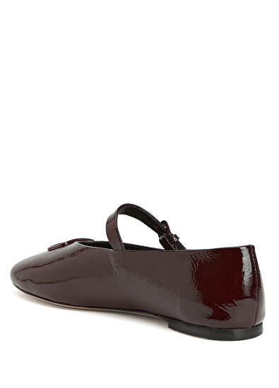 Beymen Club Mary Jane Burgundy Crinkled Patent Leather Balleri - 3