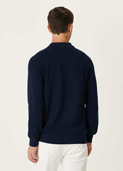 Beymen Club Lacivert Polo Yaka Reglan Kollu Yün Triko - 5