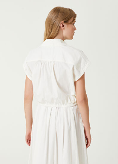 Beymen Club Kırık Beyaz Kısa Kollu Crop Gömlek - 6