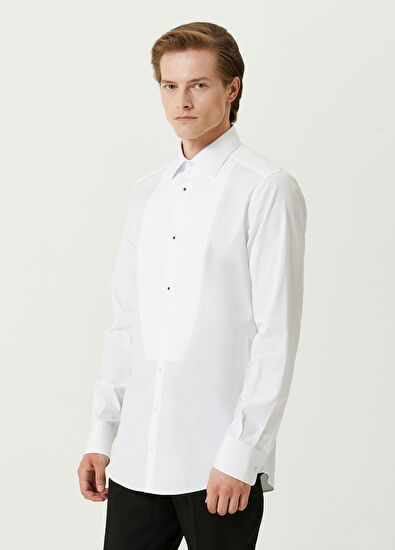 Dolce&Gabbana Beyaz Açık Yaka Smokin Gömleği - 3