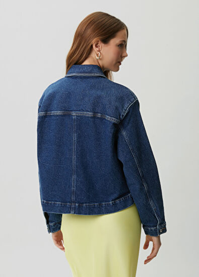 Beymen Club Indigo Embellished Boxy Denim Jacket - 5