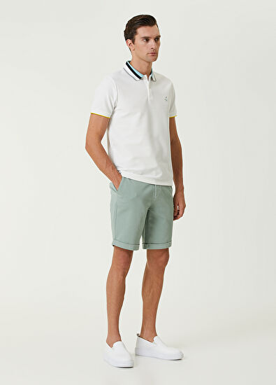 Beymen Club Comfort Fit Beyaz Polo Yaka Renkli Nakışlı T-shirt - 3