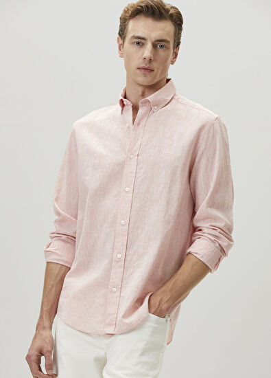 Beymen Club Comfort Fit Somon Keten Gömlek - 3