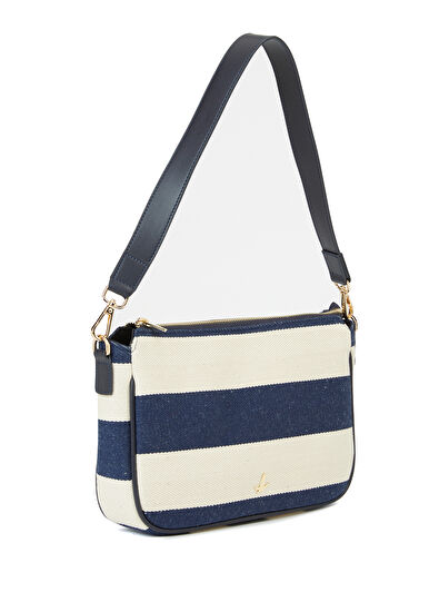 Beymen Club Navy Blue White Striped Women's Linen Bag - 3